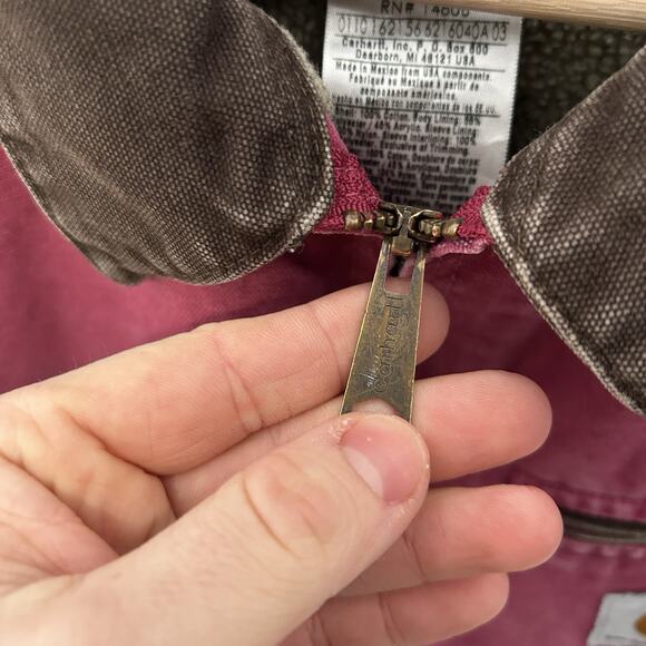 Y2K Carhartt Sherpa-Lined Detroit Jacket “Raspberry” WJ097 - Picture 14 of 16